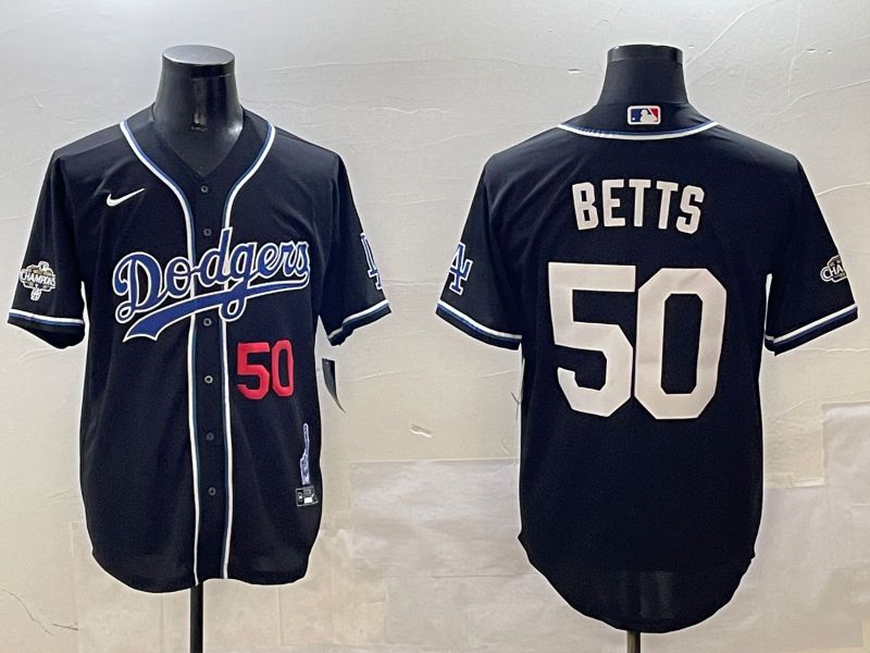 Men Los Angeles Dodgers 50 Betts Black Fashion Game 2025 Nike MLB Jersey style 3067